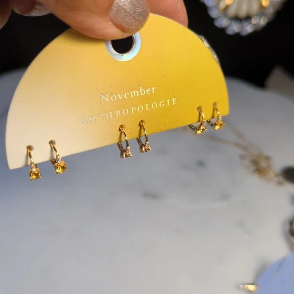 Anthropologie Small Hoop & Stud 14K Gold Plated Earrings Set, 3 Pairs - NWT - Picture 9 of 9